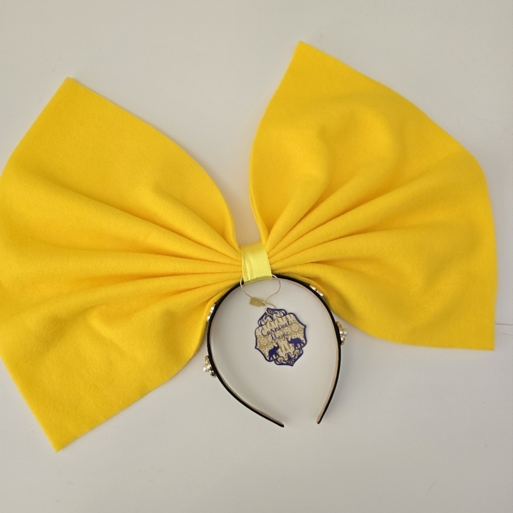 GIANT YELLOW OVERSIZED BOW HEADBAND Cosplay Costume Statement Hair Accessory NWT - Picture 2 of 4